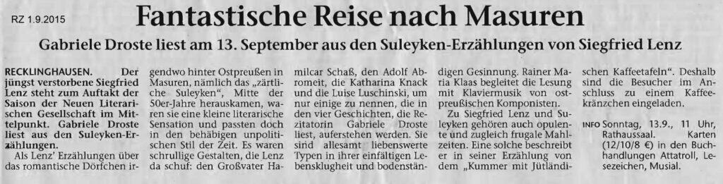Recklinghäuser Zeitung 1.9.2015