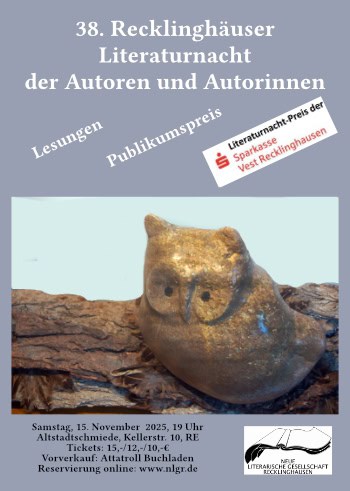 Recklinghäuser Literaturnacht (vormals Autorennacht) - Schreibwettbewerb 1 Werbekarte Literaturnacht 2025