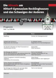 Altnazis am Hittorf-Gymnasium 1 Programm Altnazis Hittorf-Gymnasium Recklinghausen